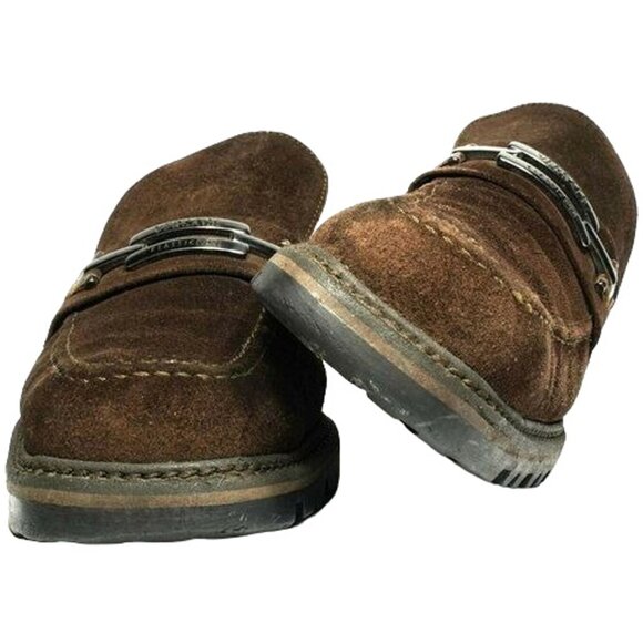 Versace Italy Classic V2 Dress Shoes Brown Suede Bit Loafers Ankle Boots Men's 9 - Picture 7 of 13